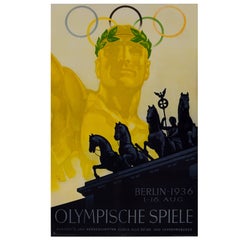 Original Vintage Poster by Franz Wurbel for the Berlin 1936 Summer Olympic Games