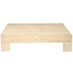 Italian Modern Travertine Marble Low Table, in the Manner of Willy Rizzo