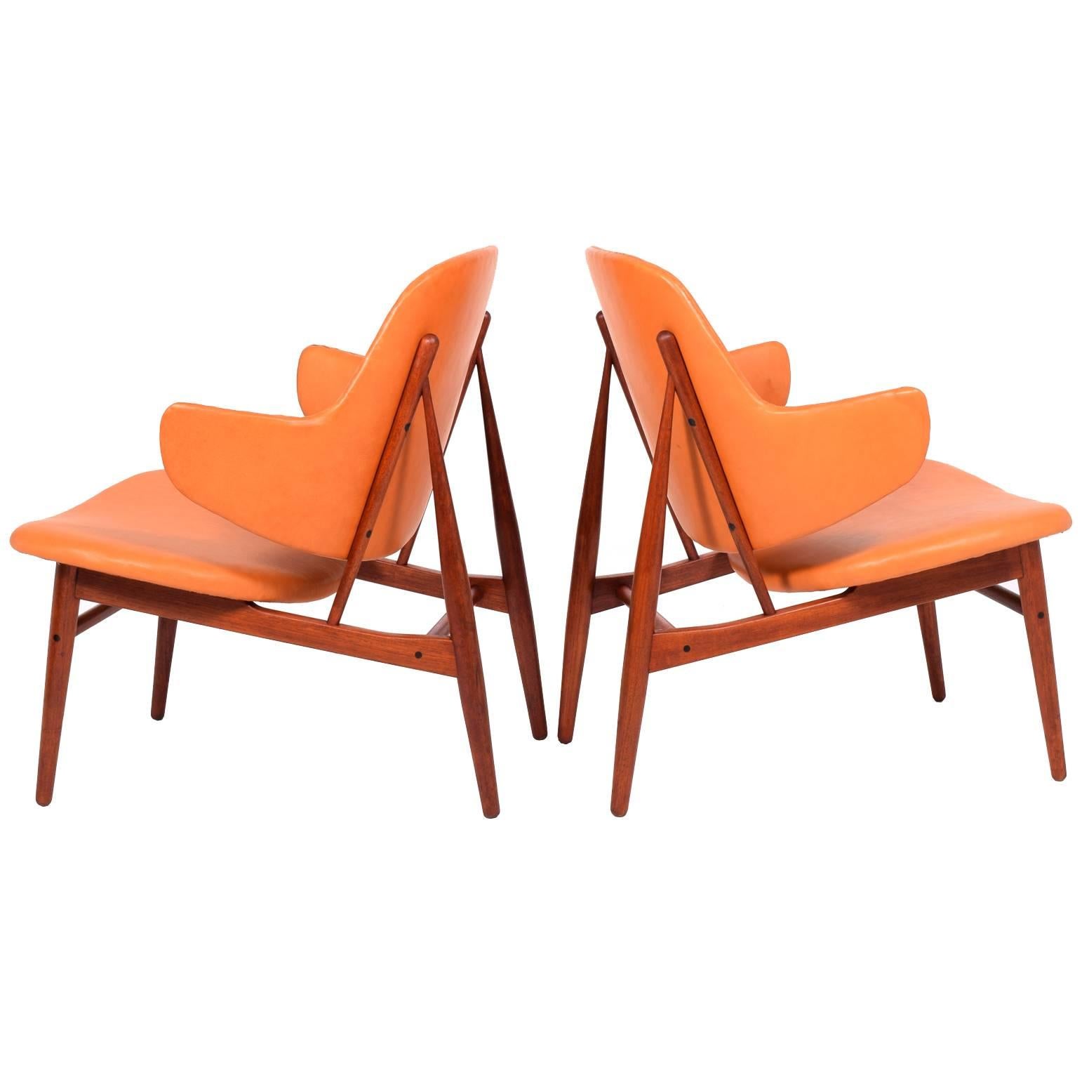 Pair of easy Chairs by Ib Kofod-Larsen for Christensen & Larsen