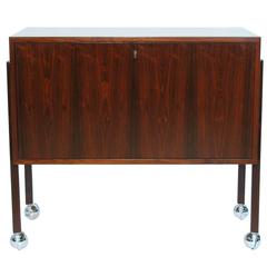 Danish Modernist Rosewood Lockable Bar Cabinet