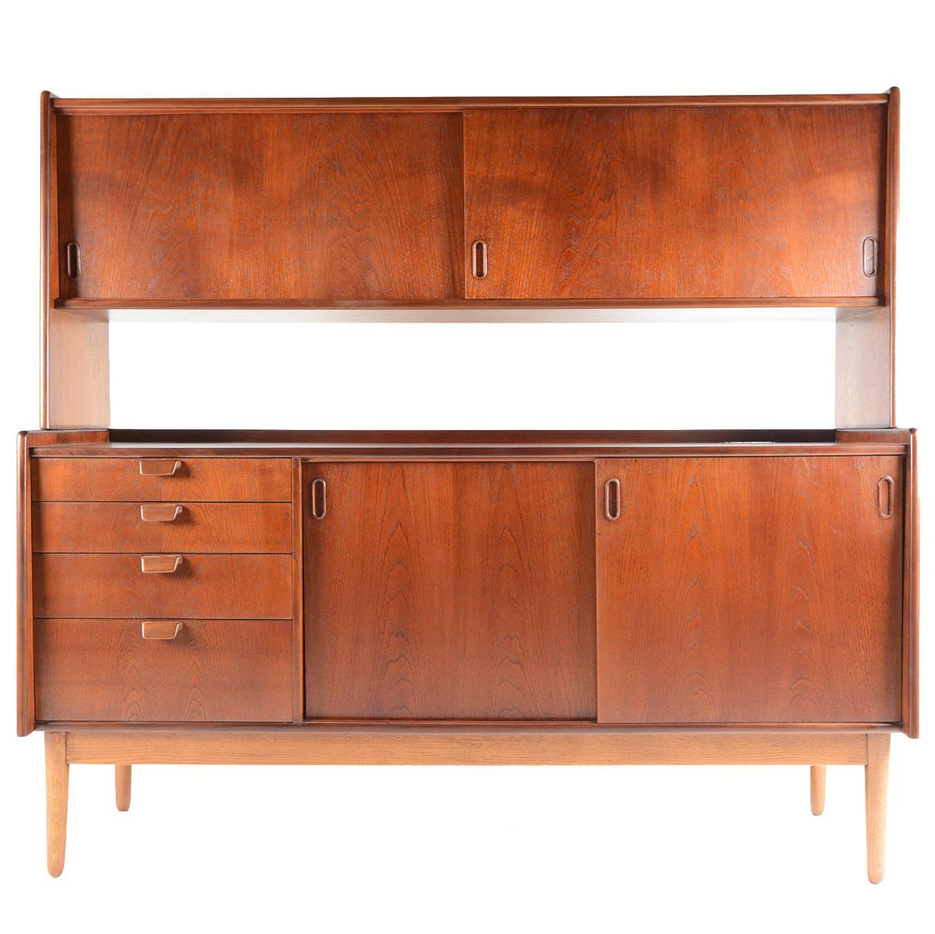 Large Teak Credenza with Hutch