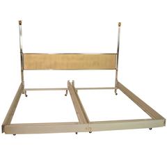 Hollywood Regency Stainless Steel and Brass King Bed 6