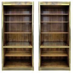 Mid-Century Modern Mastercraft Rosewood and Brass Bookcases