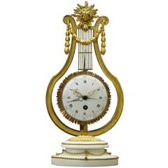 18th Century French Swinging Lyre Skeleton Clock