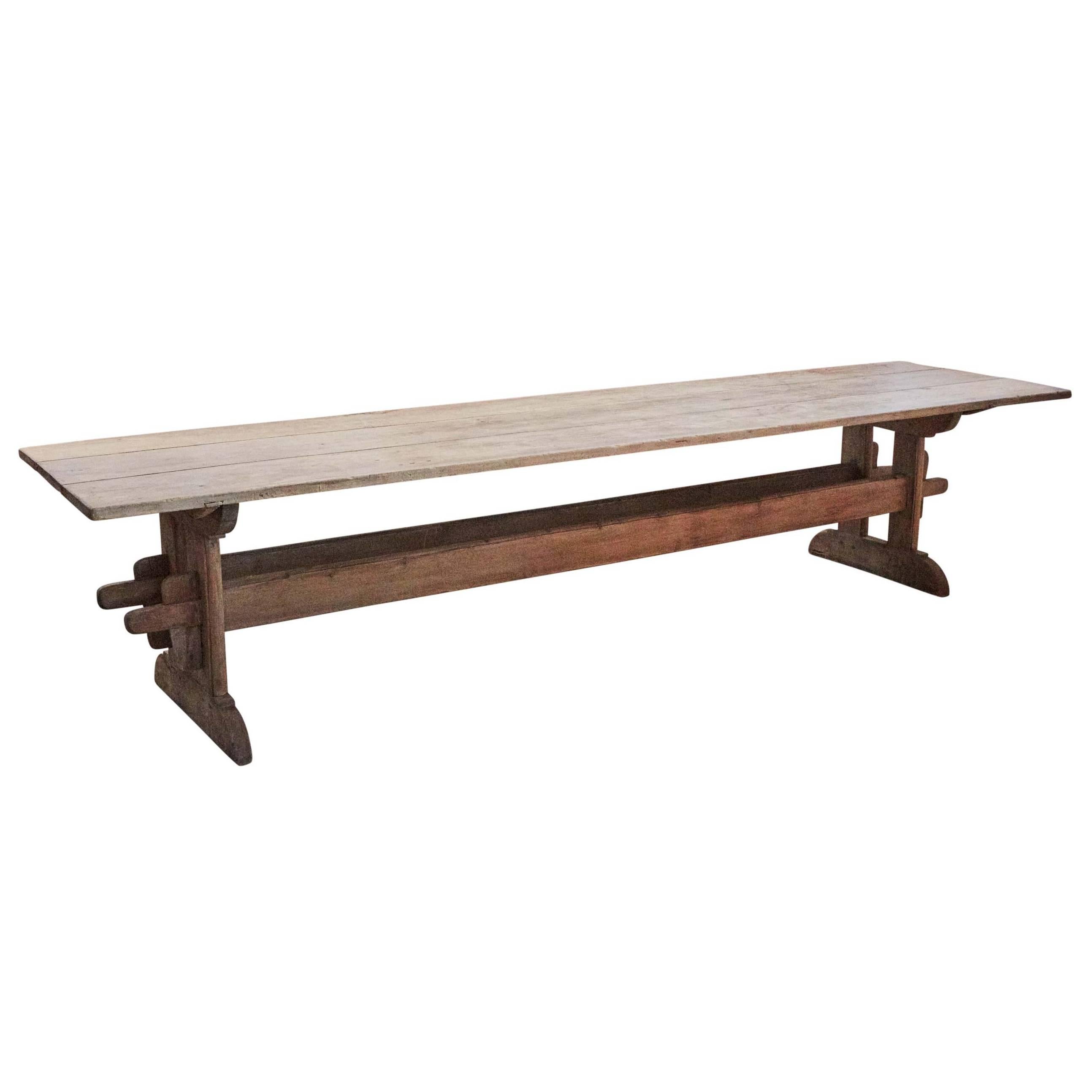 Massive Double-Stretcher Dining Table, Sweden, Late 18th Century For Sale