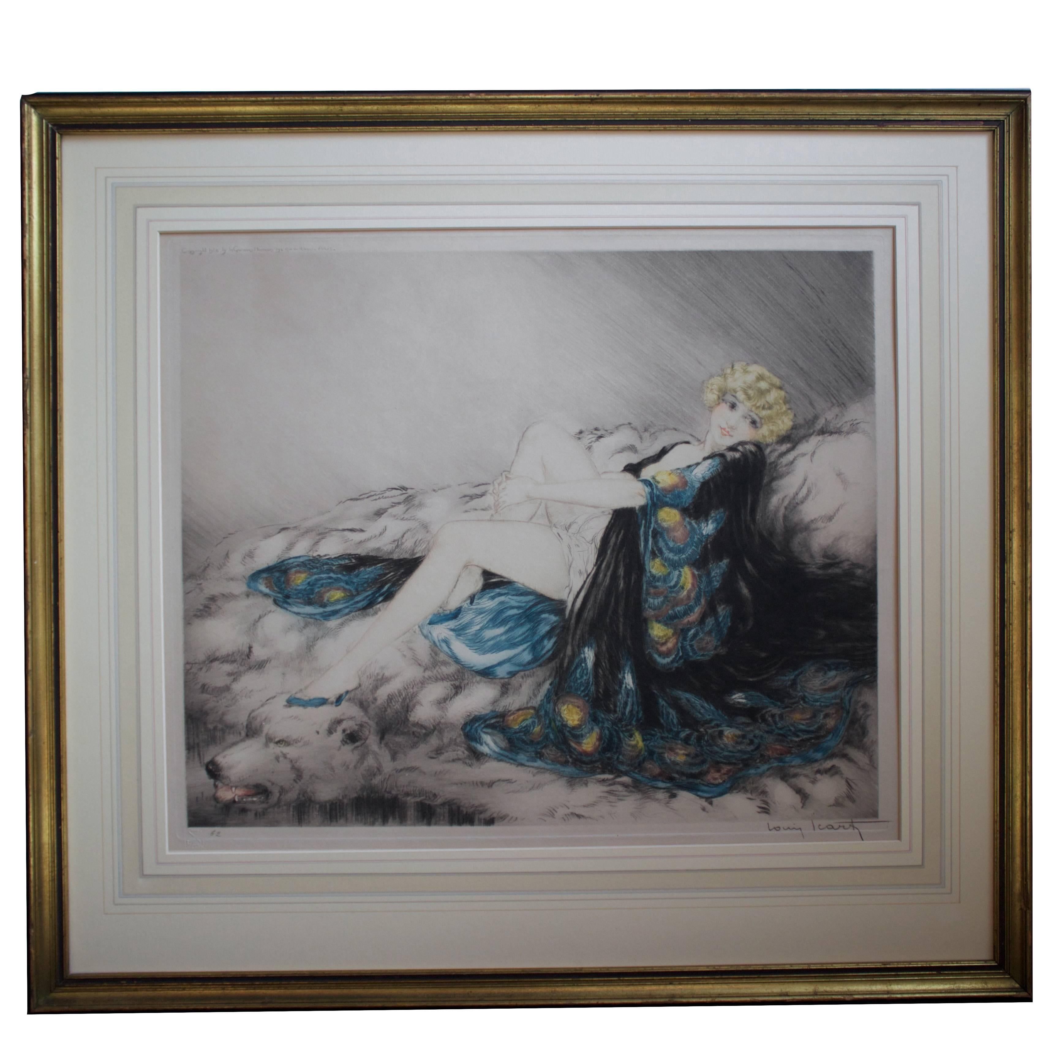 French Hand Signed Etching "La Robe de Chine/Silk Robe" by Louis Icart