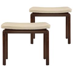 Frits Henningsen Attributed, Pair of Danish Mahogany Stools