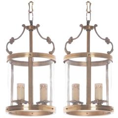 Pair of Small French Brass Lanterns