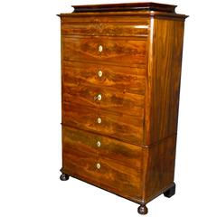 Tall Commode Danish Biedermeier 19th Century Chest of 7 Drawers Pagoda Top