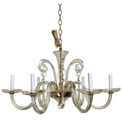 Pale Amber Murano Glass Six-Light Chandelier 10