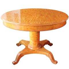 Swedish Karl Johan Style Oval Pedestal Small Center Table