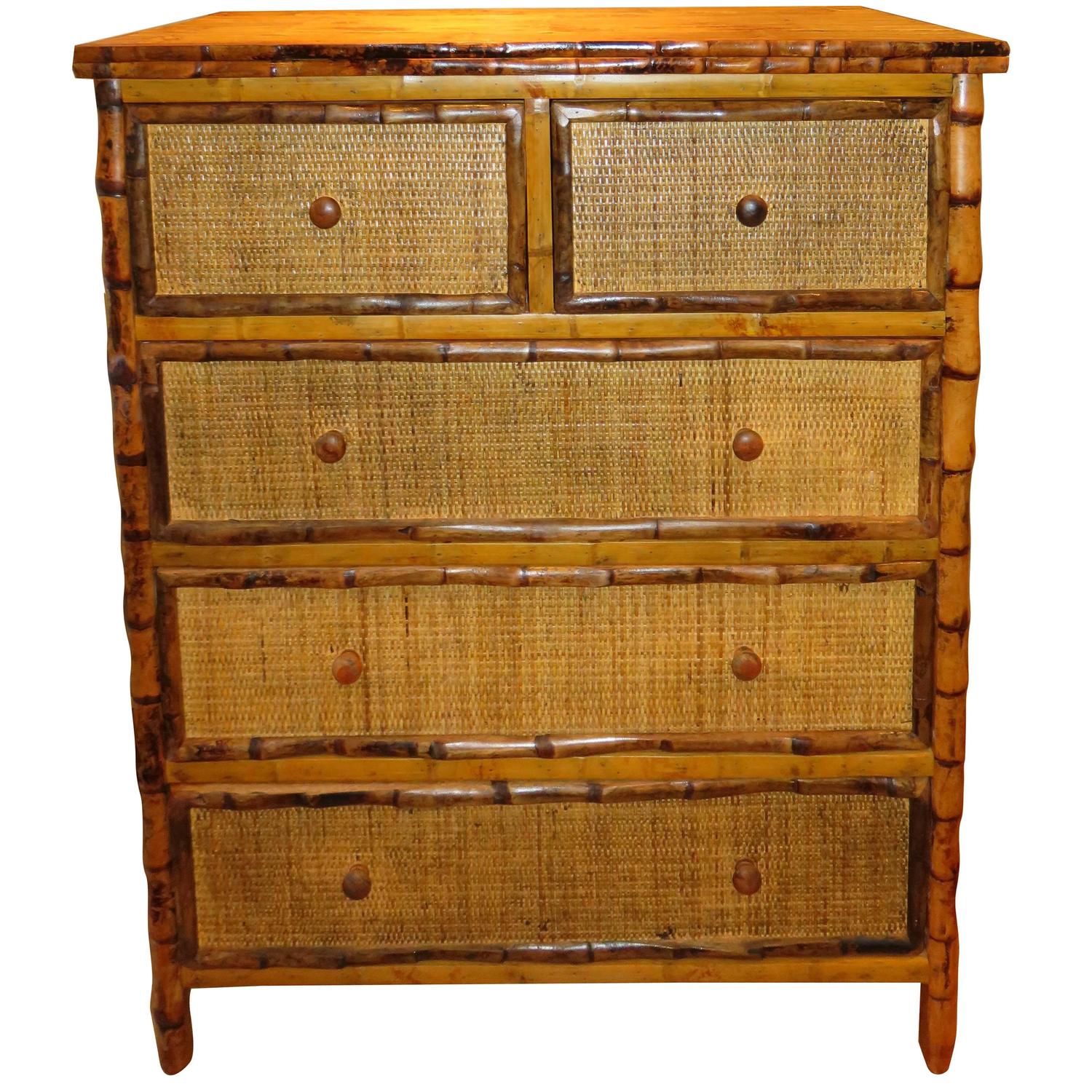 Bamboo and Cane Dresser/Drawers For Sale at 1stdibs