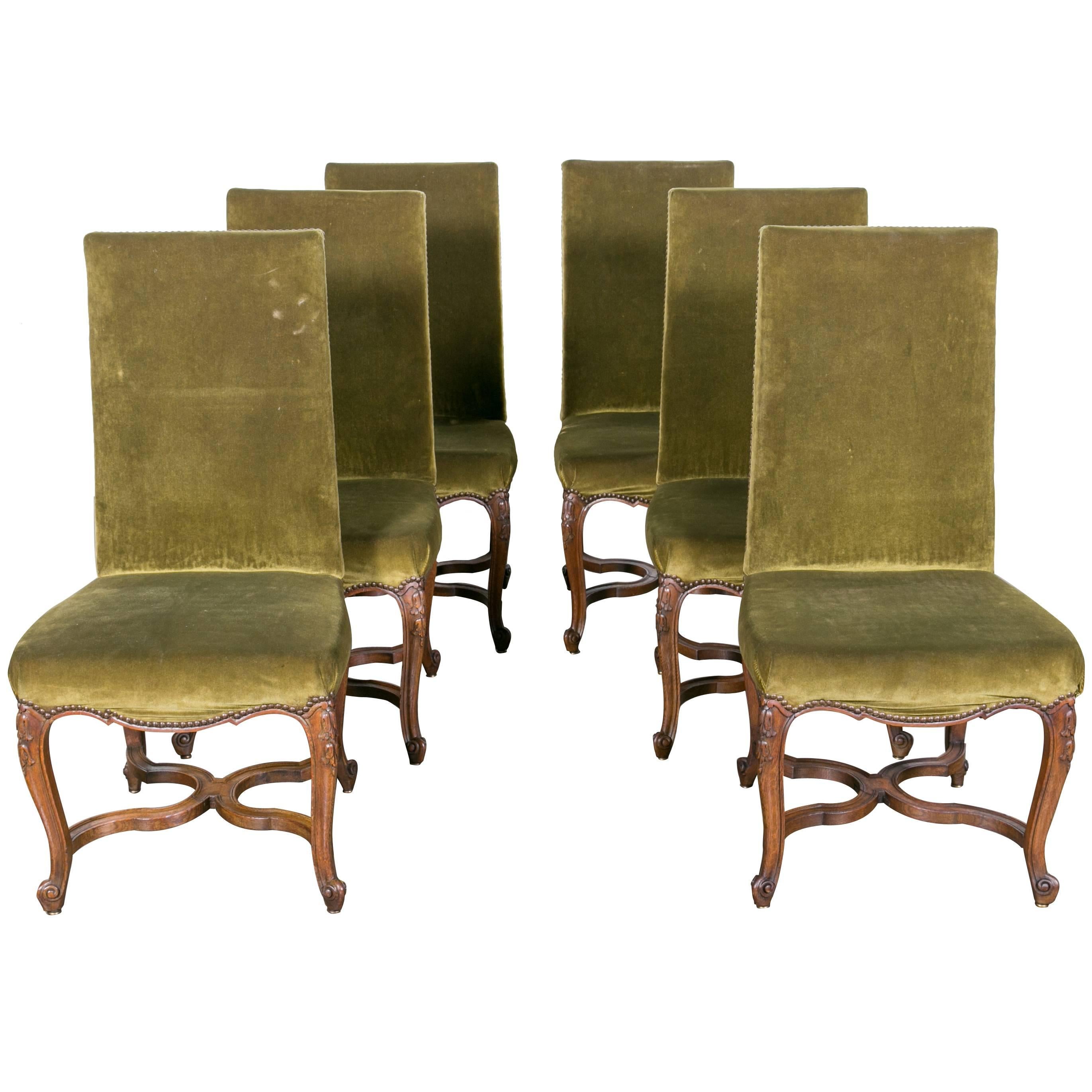 Set of Six 19th Century French Louis XV Style Dining Chairs