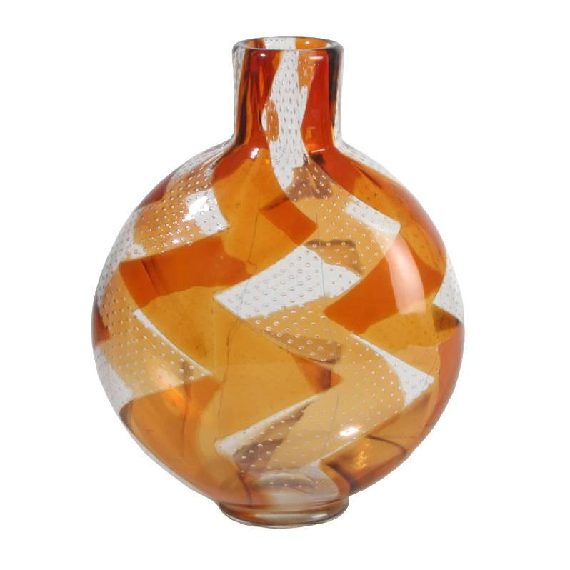 Rare Intarsio Vase by Barovier & Toso, "Zigzag", 1963 For Sale