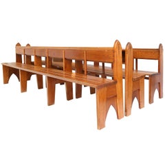 Antique Amsterdamse School Style Art Deco oak MidBenches