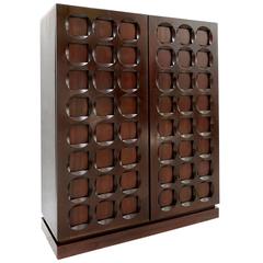 Brutalist Mahogany Bar Cabinet