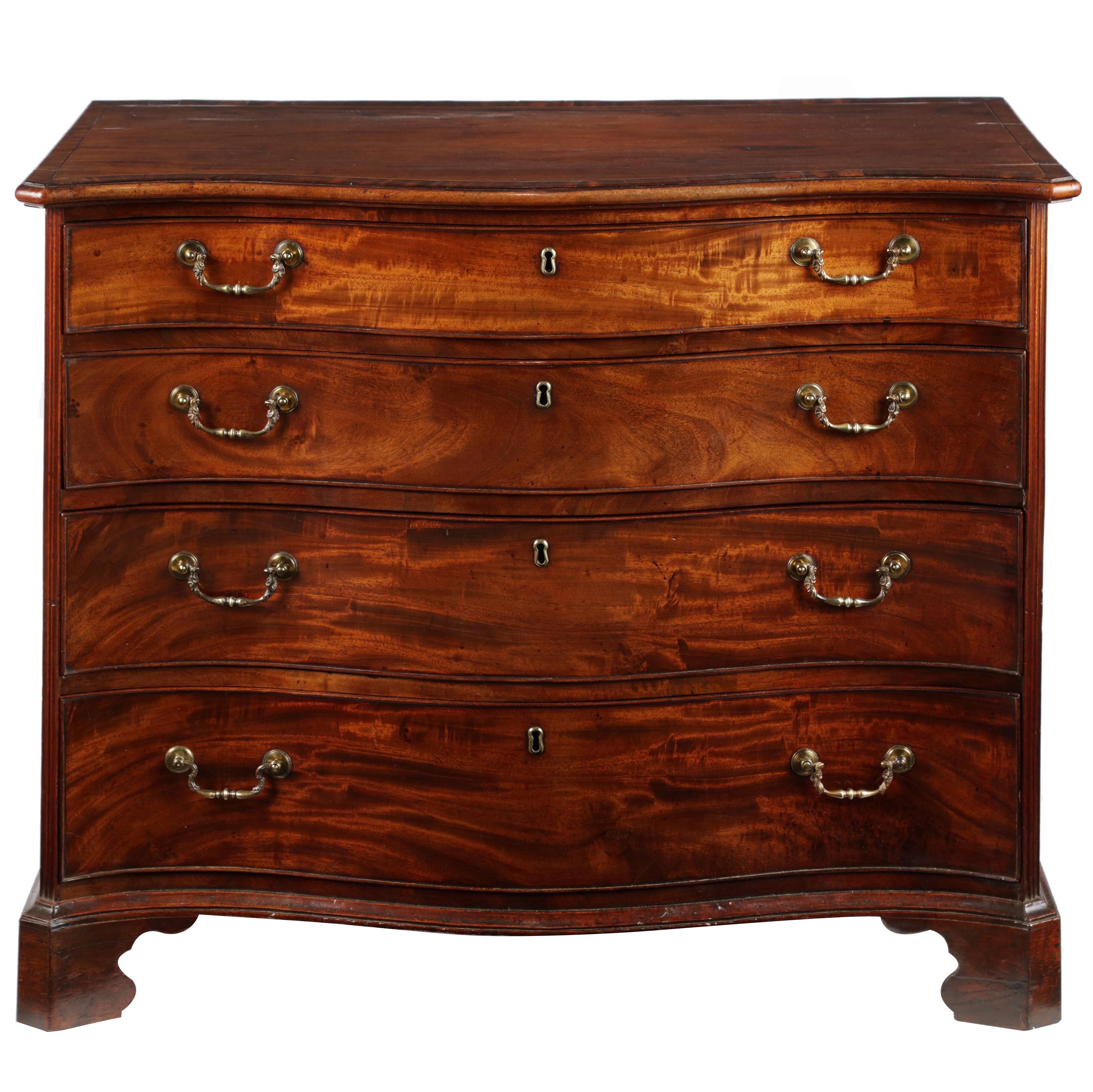 George III Serpentine Mahogany Chest in the Manner of Henry Kettle For Sale