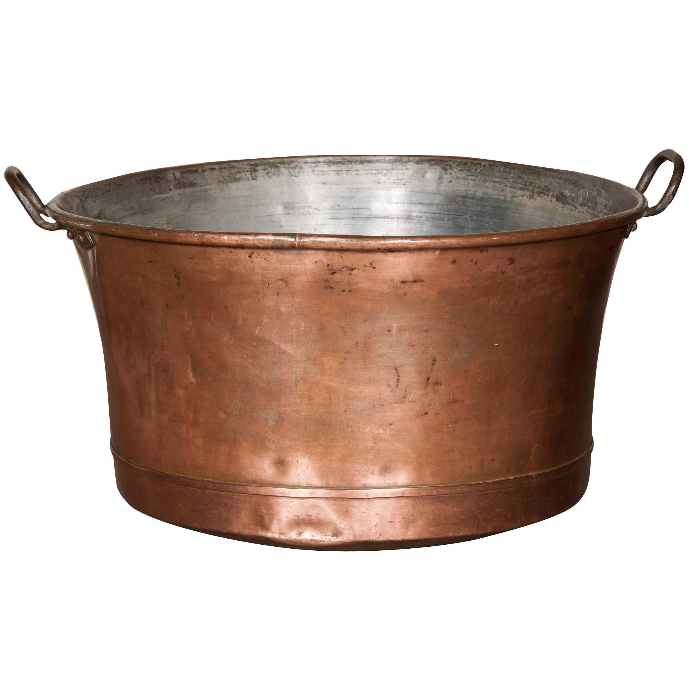 Original Antique Polished Copper Cooking Pot For Sale