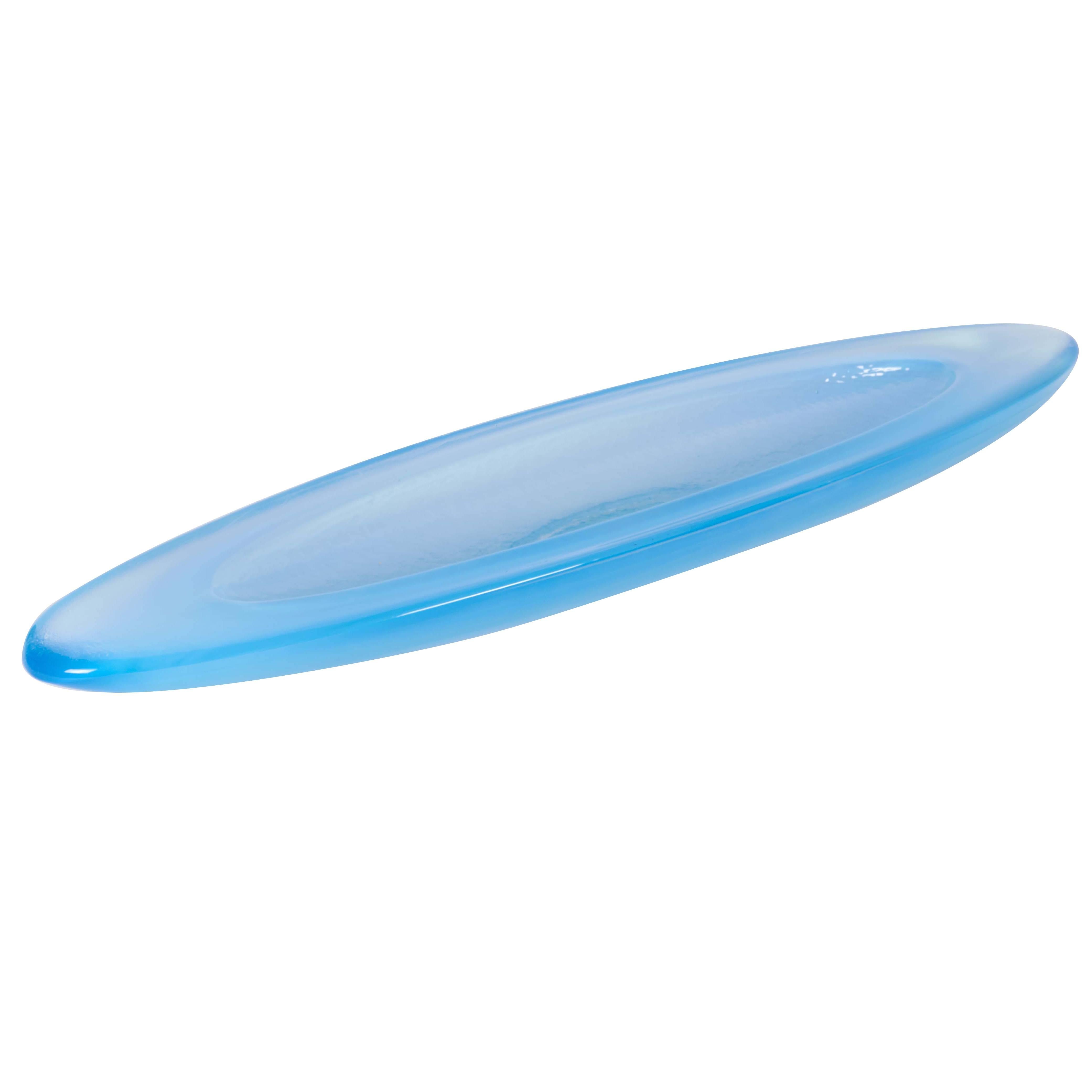 George Bucquet Blue Opaline Glass Oval Bowl