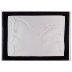Bas Relief with Wild Horses, Signed A. Sombras