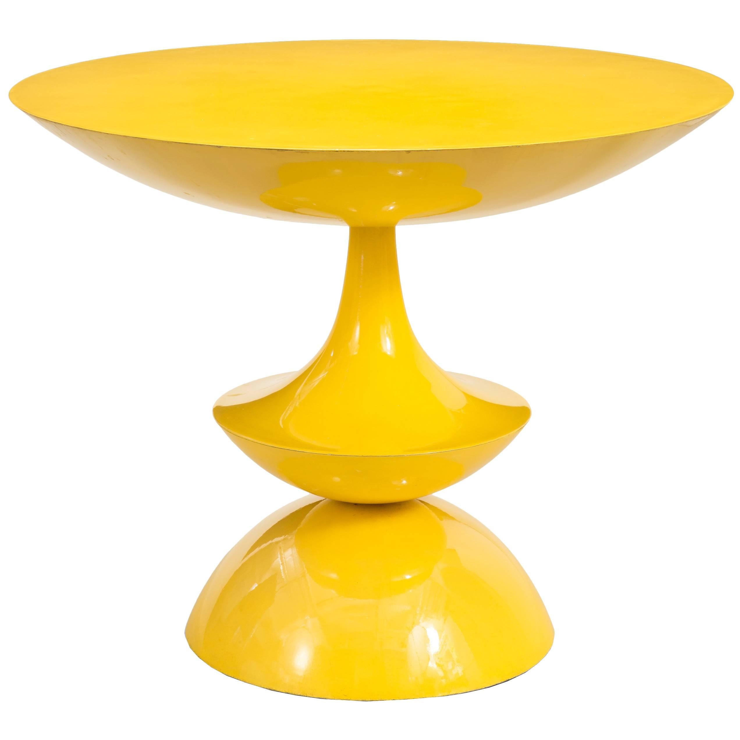 Nanna Ditzel, Rare Circular Yellow Fiberglass Table