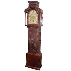 Vintage Fine Edwardian Mahogany Fusee Eight-Day Longcase Clock with Brass Silvered Dial