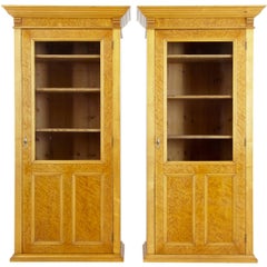 Pair of Early 20th Century Birch Glazed Cupboards