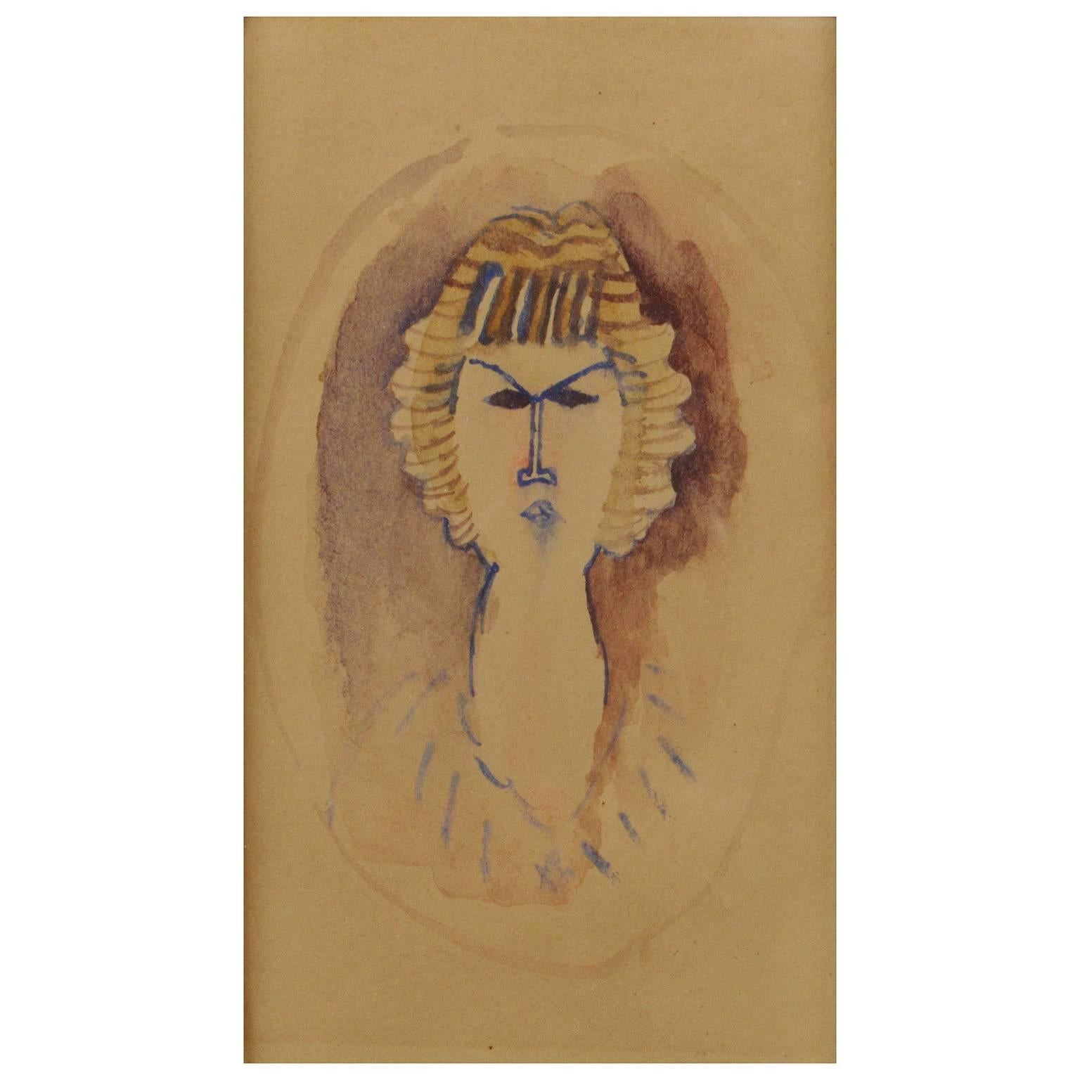 Jules Pascin '1885-1930' Watercolor Portrait of Marie Laurencin