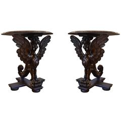 Pair of Griffon Round Side Tables