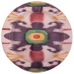 Early 20th Century Kuznetsov Ceramic Plate, Glazed with Spray Ikat Design