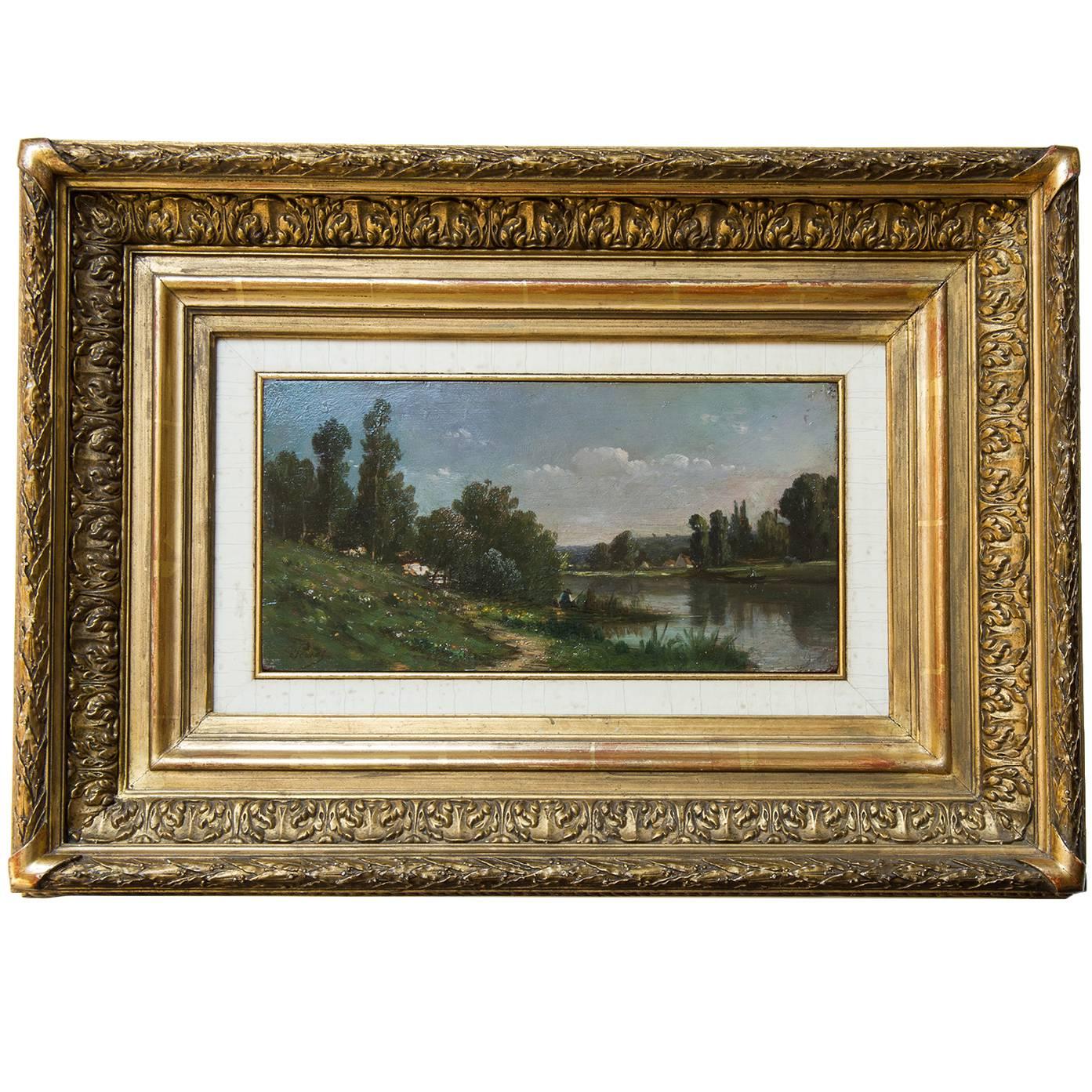Countryside Landscape Old French Painting Like a Miniature