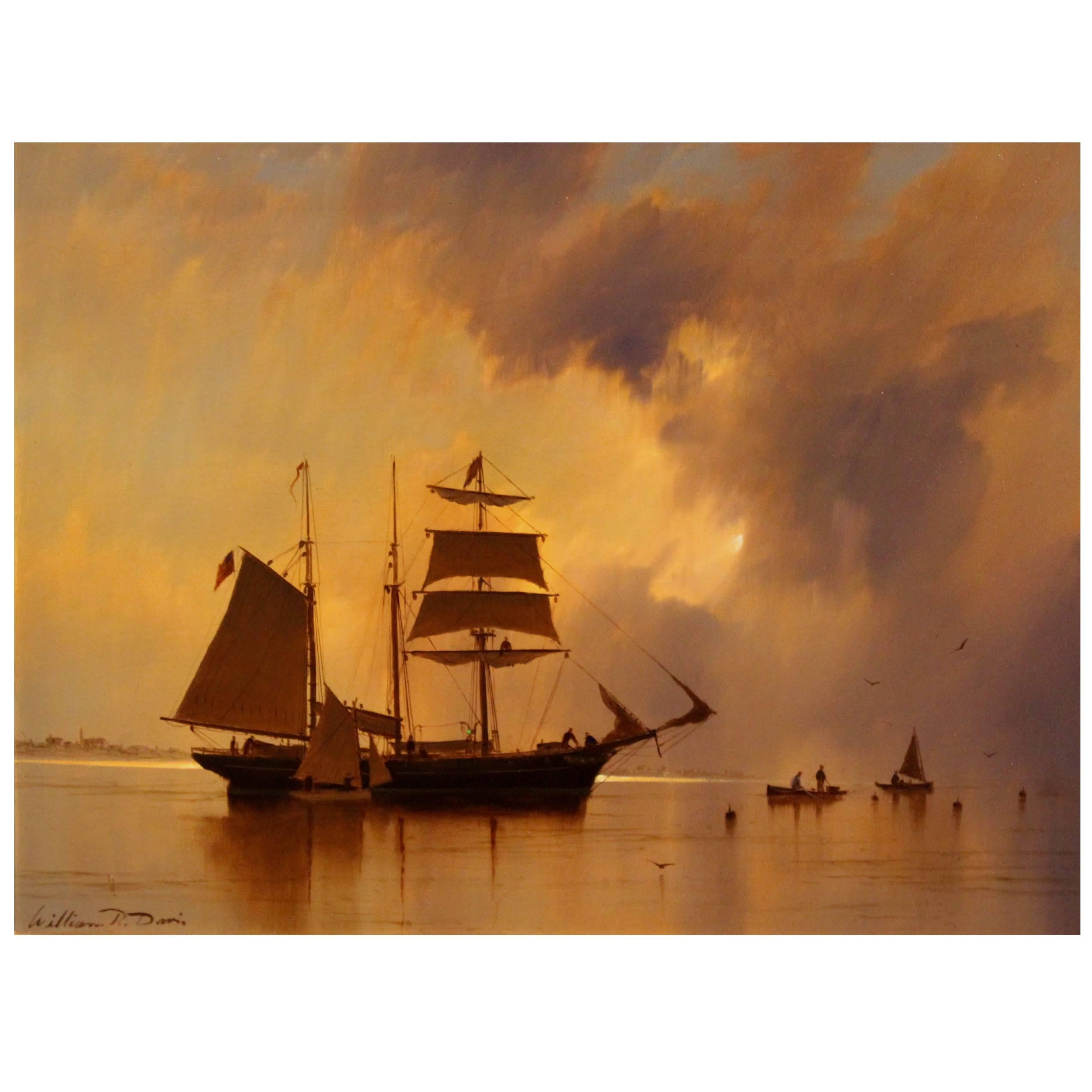 William R. Davis Marine Oil Painting Passing Showers