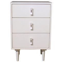 Retro Inspired White Narrow Three-Drawer Dresser