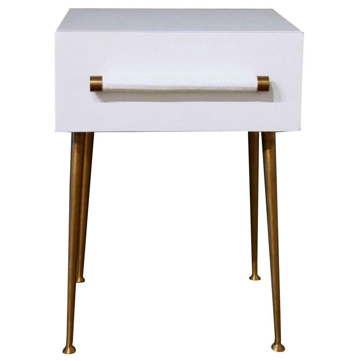 Vintage Inspired White and Brass Nightstand
