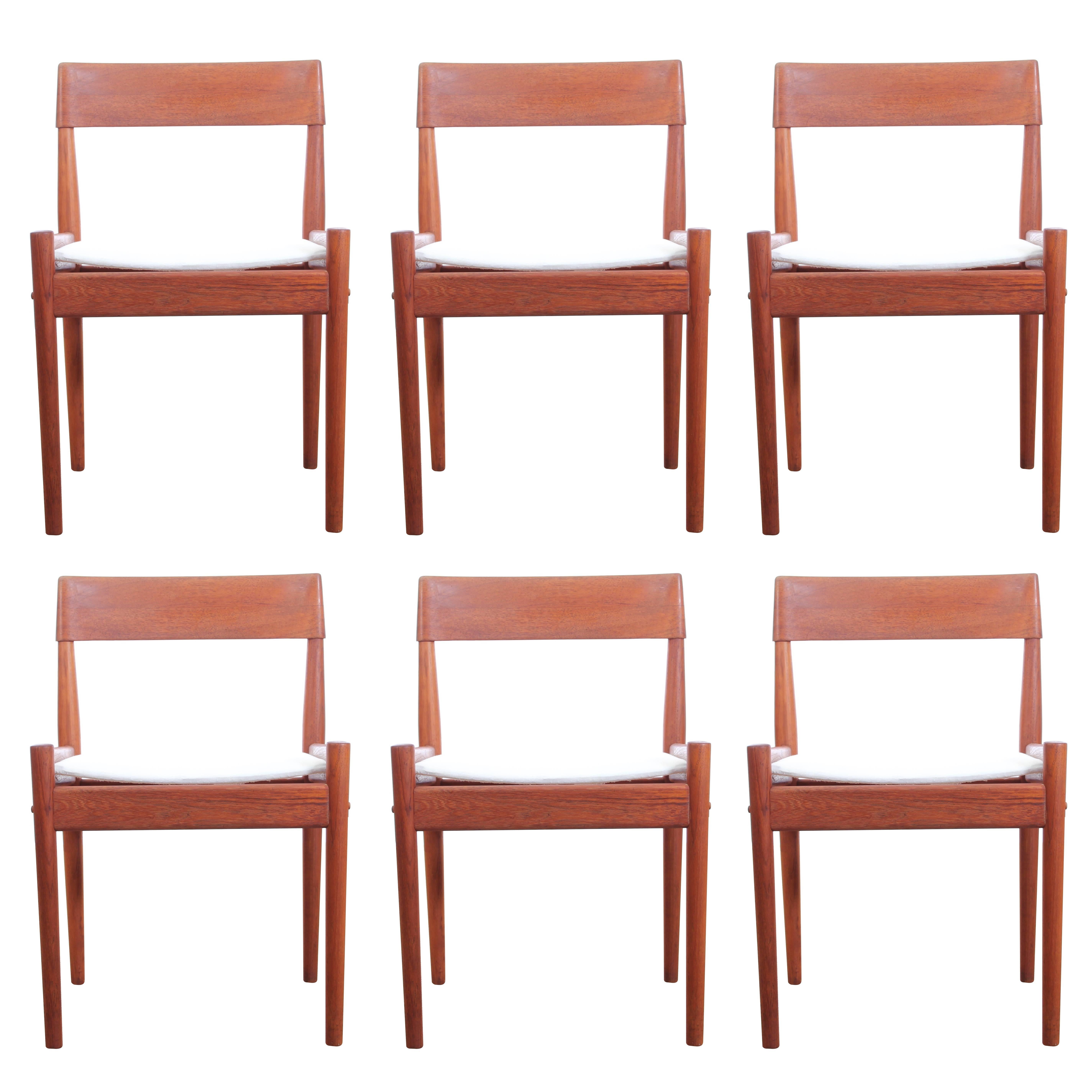 Mid-Century Modern Danish Set of Six Dining Chairs in Teak Model PJ3-2, Grete J