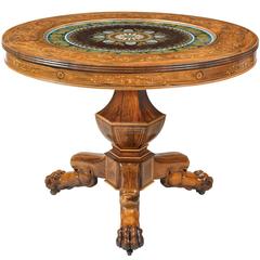 Antique Charles 'X' Eglomise and Marquetry Center Table