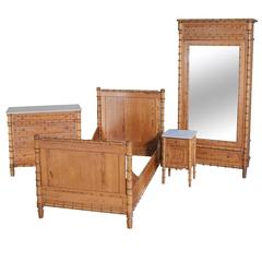 Used 19th Century French Faux Bamboo Bedroom Suite