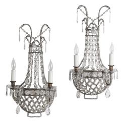 Pair of French 19th Century Crystal Sconces 9