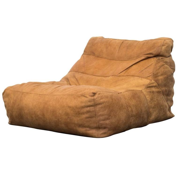 De Sede Style Leather Soft Form Bean Bag Lounge Chair at 1stDibs