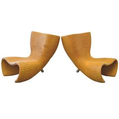Marc Newson 1st Edition "Felt" Chairs in Wicker