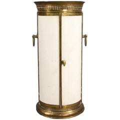 Empire Style Tole Brass Cylindrical Plate Cabinet