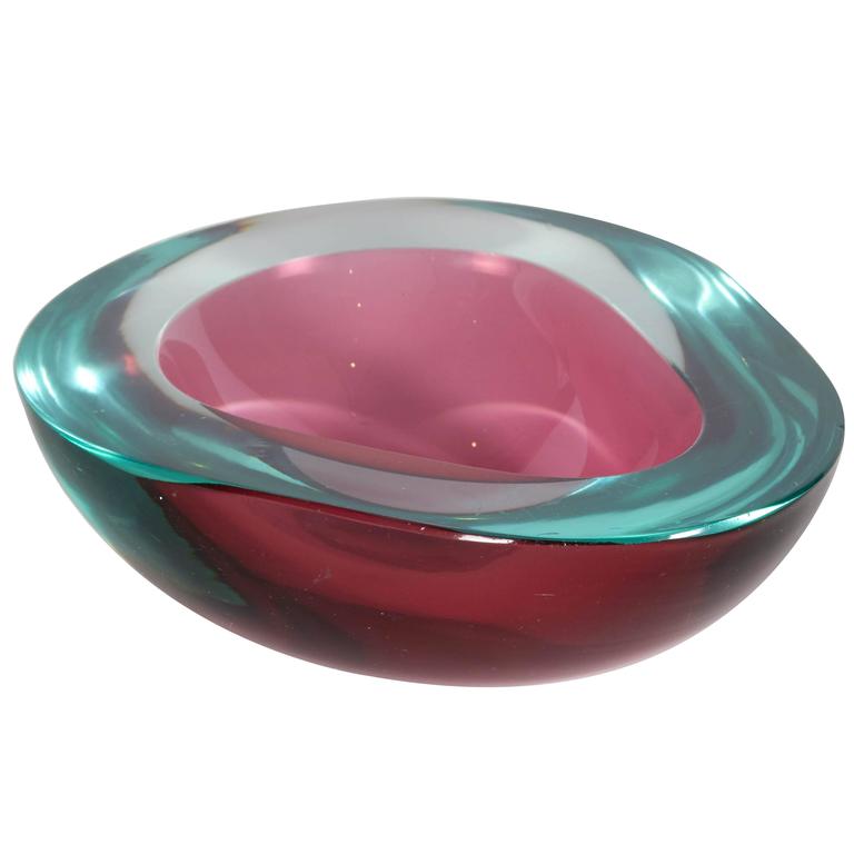 Italian Cenedese Sommerso Geode Art Glass Bowl For Sale at 1stDibs