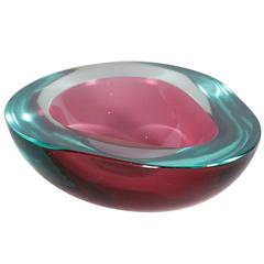 Italian Cenedese Sommerso Geode Art Glass Bowl
