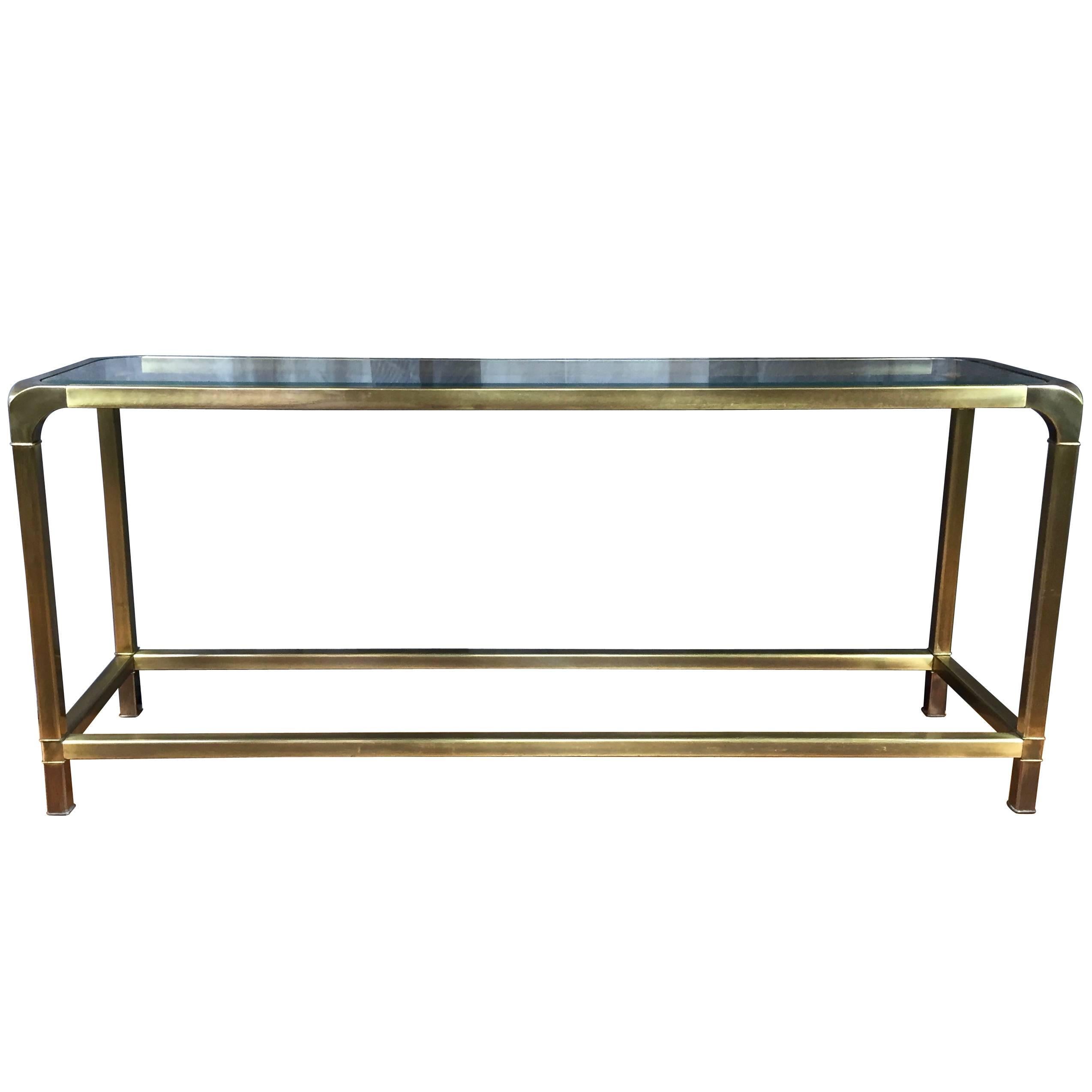 Mastercraft Brass and Glass Console or Sofa Table