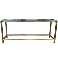 Vintage Mastercraft Brass and Glass Console or Sofa Table