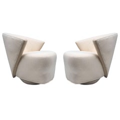 Pair of Sculptural Swivel Lounge Chairs by Directional