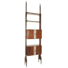 Floor-to-Ceiling Bookcase Rosewood Veneer Formica Vintage, Italy, 1950s-1960s