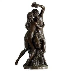 Bronze Sculpture of a Satyr with Bacchante, after Claude Michel 'Clodion'
