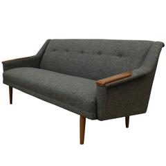 Retro Danish Midcentury Three-Seat Sofa, Fully Restored in Harris Tweed Wool