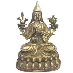 Silver Bronze Tibetan Teacher, God of Wisdom, Large